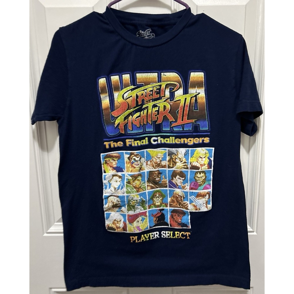 Street Fighter II The Final Challengers Player Select Navy Graphic T-Shirt Small